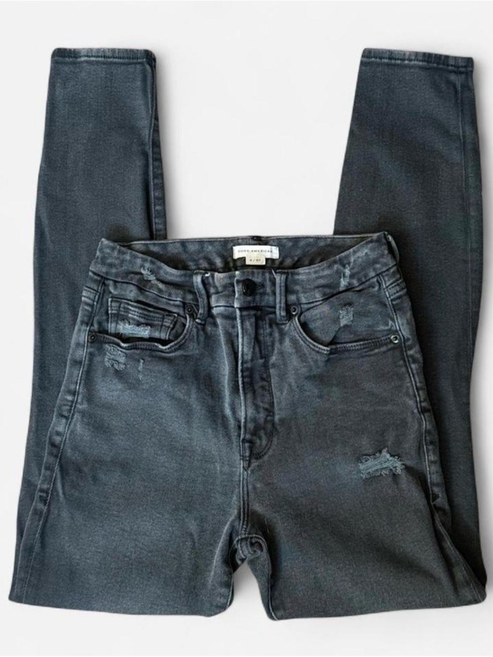 Good American Black Distressed Skinny Jeans
